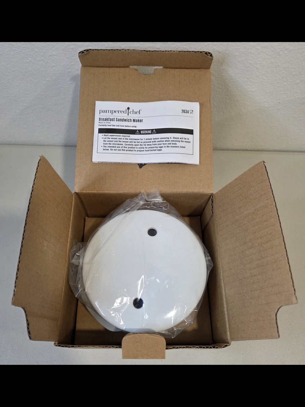 Pampered Chef Breakfast Sandwich Maker 2634 NEW open box Complete Discontinued